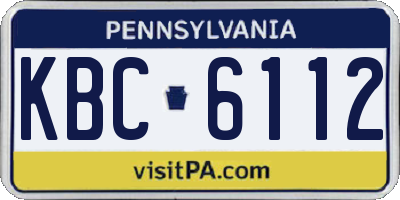 PA license plate KBC6112
