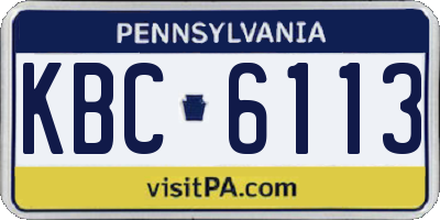 PA license plate KBC6113
