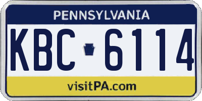 PA license plate KBC6114
