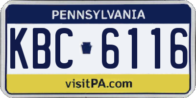PA license plate KBC6116