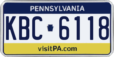 PA license plate KBC6118