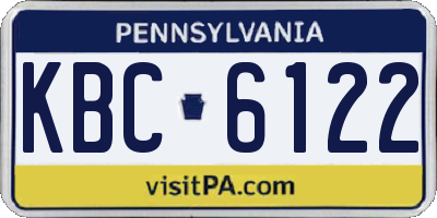 PA license plate KBC6122