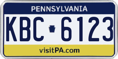 PA license plate KBC6123