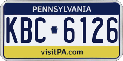 PA license plate KBC6126