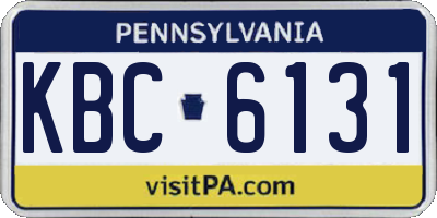 PA license plate KBC6131
