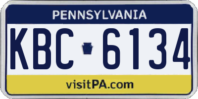 PA license plate KBC6134