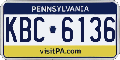PA license plate KBC6136