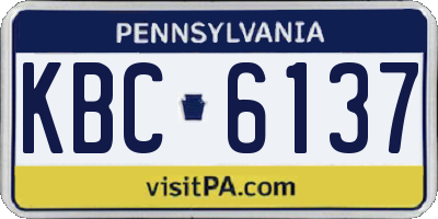 PA license plate KBC6137
