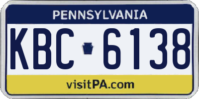 PA license plate KBC6138