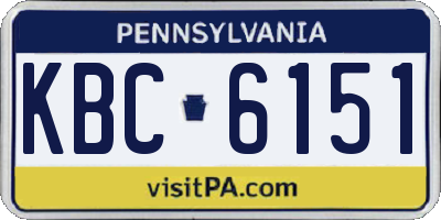 PA license plate KBC6151