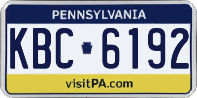 PA license plate KBC6192