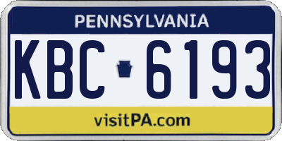 PA license plate KBC6193