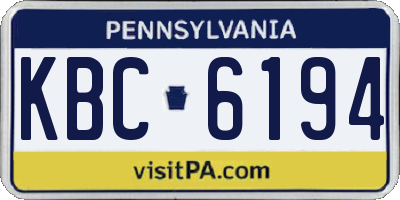 PA license plate KBC6194
