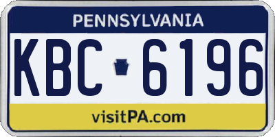 PA license plate KBC6196