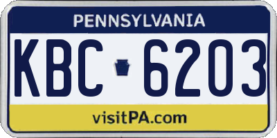 PA license plate KBC6203