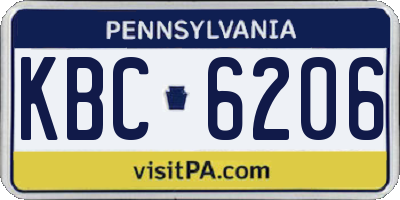 PA license plate KBC6206