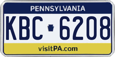 PA license plate KBC6208