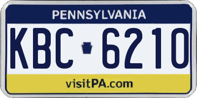 PA license plate KBC6210