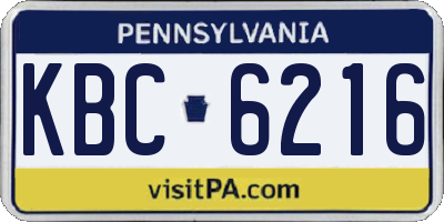 PA license plate KBC6216