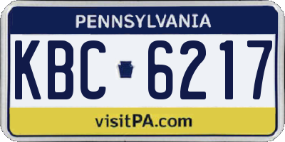 PA license plate KBC6217