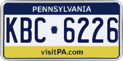 PA license plate KBC6226