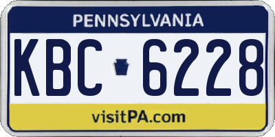 PA license plate KBC6228