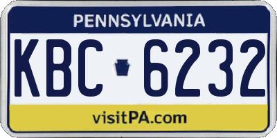 PA license plate KBC6232