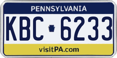 PA license plate KBC6233