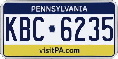 PA license plate KBC6235