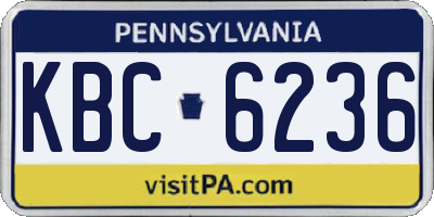 PA license plate KBC6236