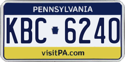 PA license plate KBC6240