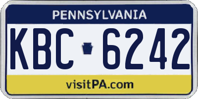 PA license plate KBC6242
