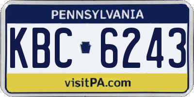 PA license plate KBC6243