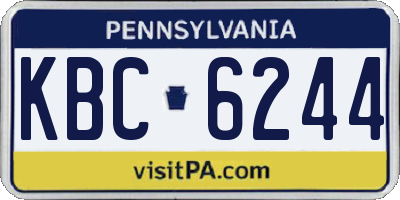 PA license plate KBC6244