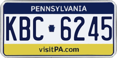 PA license plate KBC6245