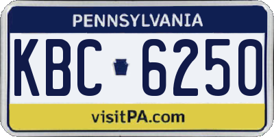 PA license plate KBC6250