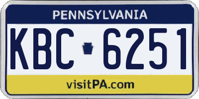 PA license plate KBC6251