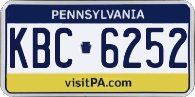 PA license plate KBC6252