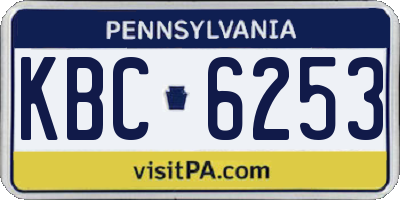 PA license plate KBC6253