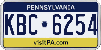 PA license plate KBC6254