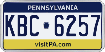 PA license plate KBC6257