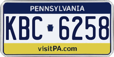 PA license plate KBC6258