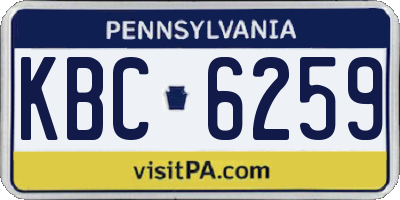 PA license plate KBC6259