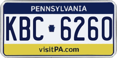PA license plate KBC6260