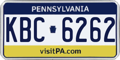 PA license plate KBC6262