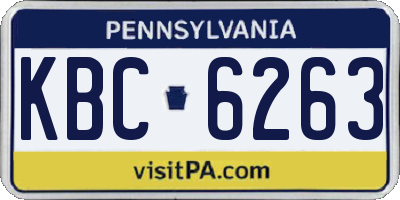 PA license plate KBC6263