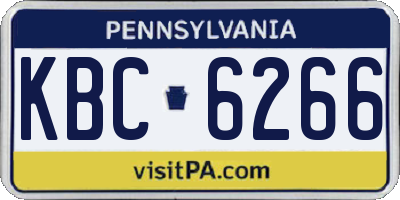 PA license plate KBC6266