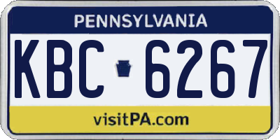 PA license plate KBC6267