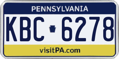 PA license plate KBC6278