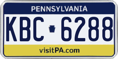 PA license plate KBC6288